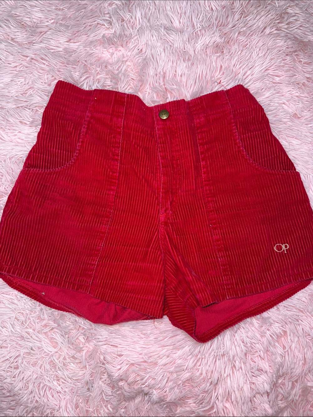 OP Red Corduroy High-Rise Women's Shorts